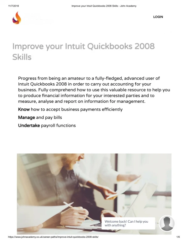Improve your Intuit Quickbooks 2008 Skills - John Academy
