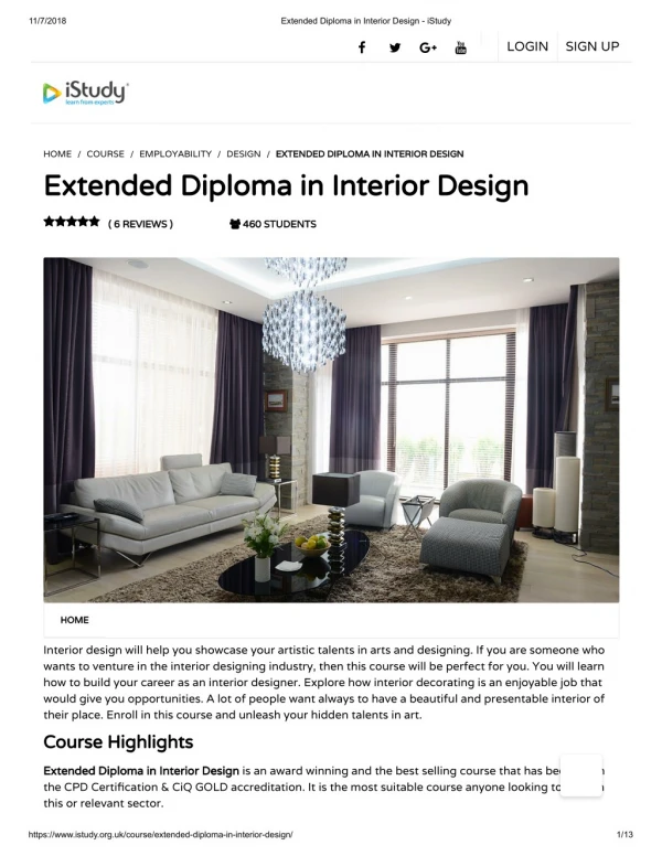 Extended Diploma in Interior Design - istudy