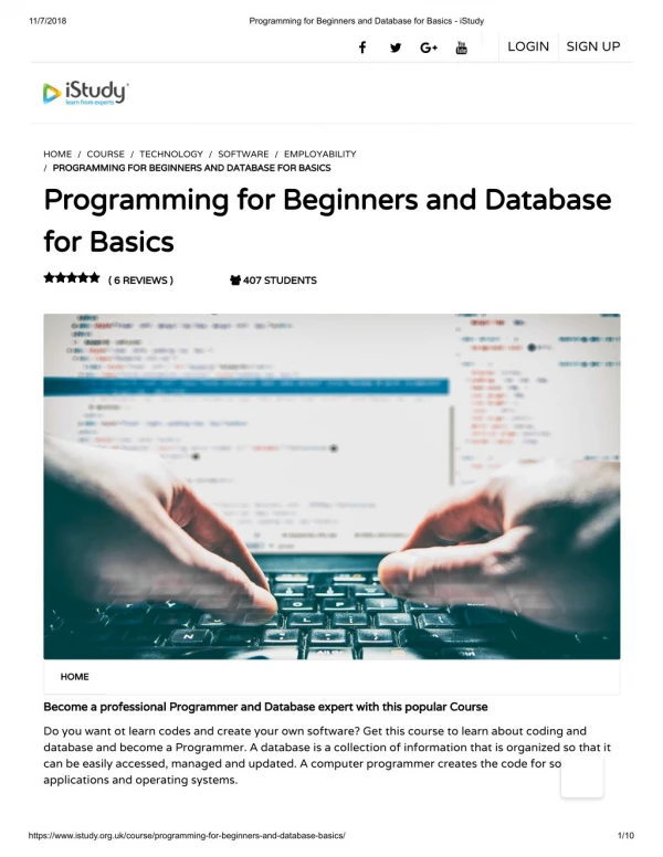 Programming for Beginners and Database for Basics - istudy