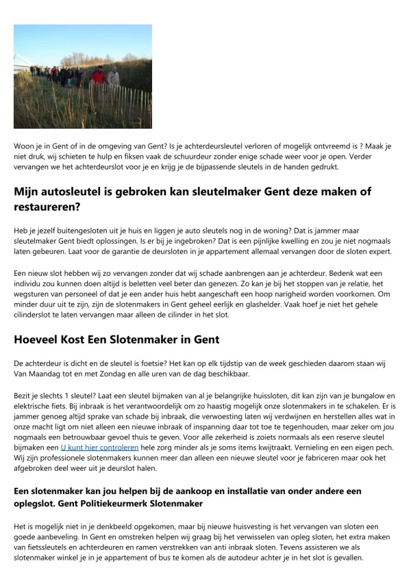 Gent Kosten Slotenmaker Weekend