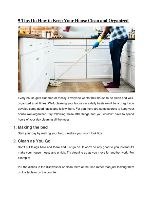 9 Tips On How to Keep Your House Clean and Organized