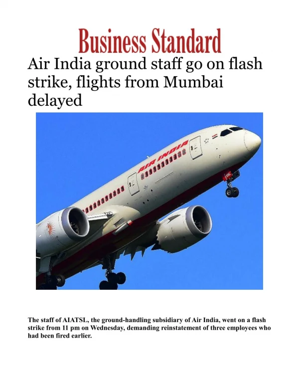 Air India ground staff go on flash strike, flights from Mumbai delayed