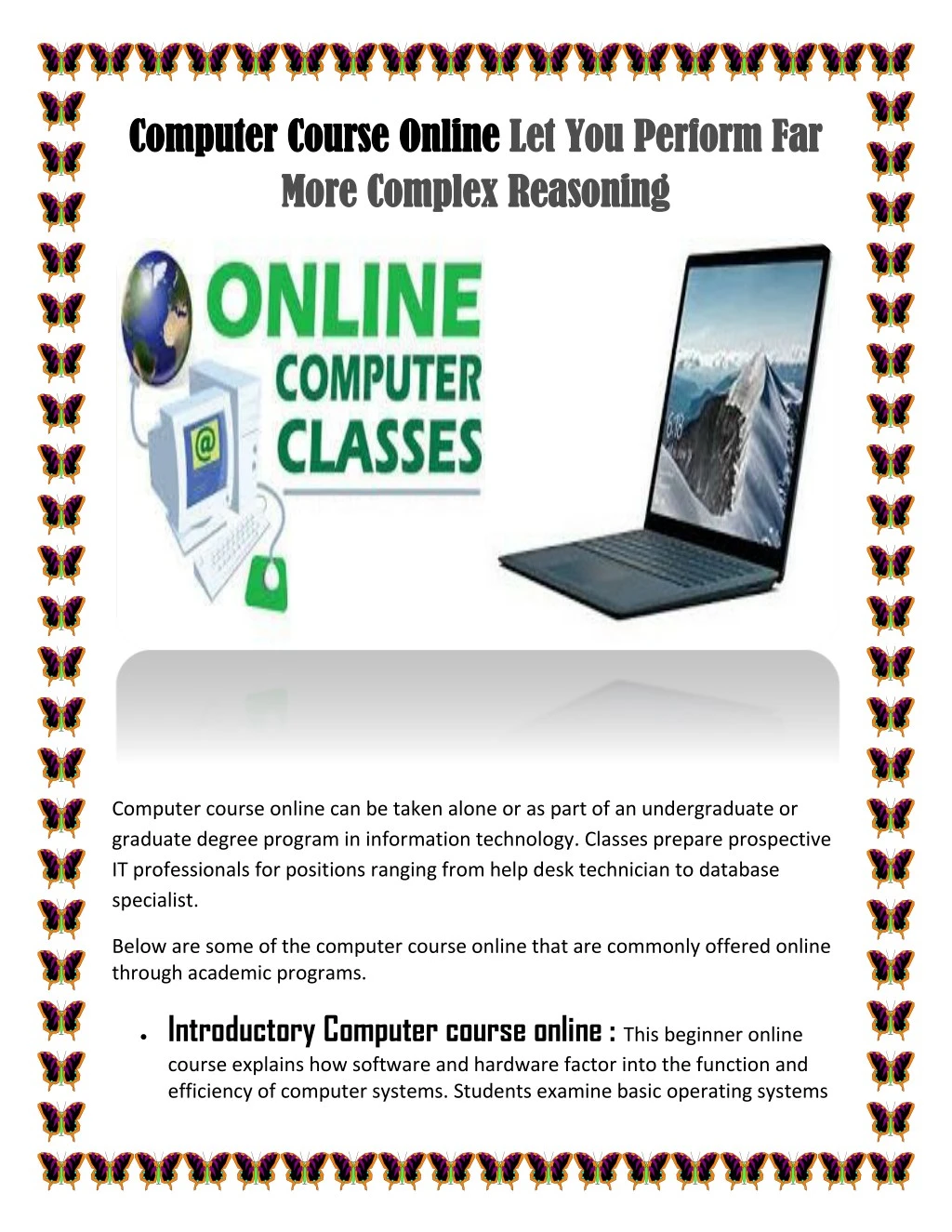 computer course o computer course online more