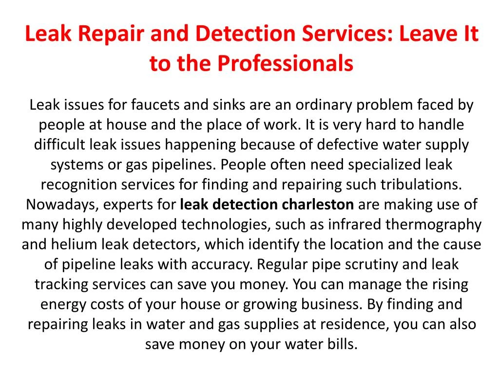 leak repair and detection services leave
