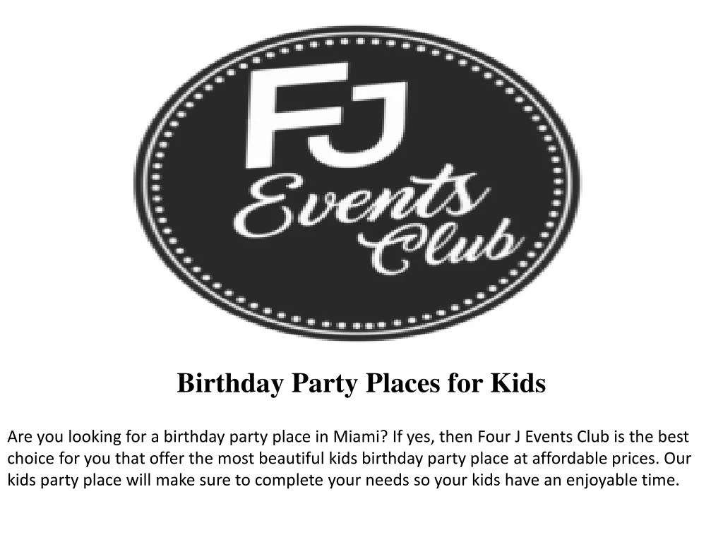 birthday party places for kids
