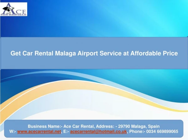 Get Car Rental Malaga Airport Service at Affordable Price