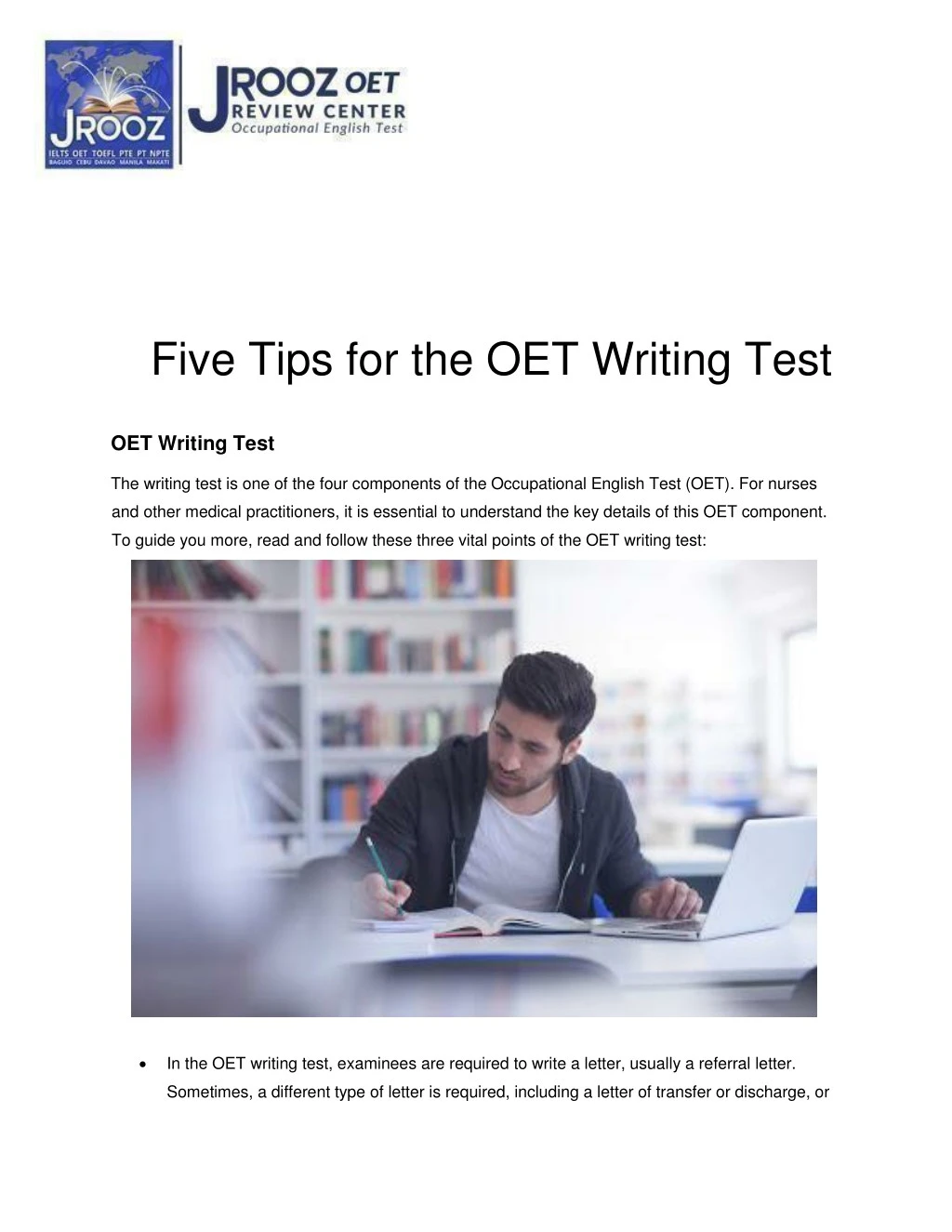 five tips for the oet writing test