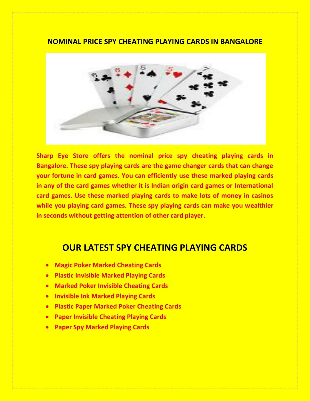 nominal price spy cheating playing cards
