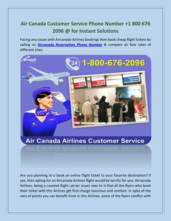 Air Canada Airlines Contact Number 1 800 676 2096 USA Toll-Free
