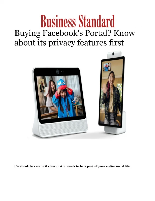 Buying Facebook's Portal? Know about its privacy features firs
