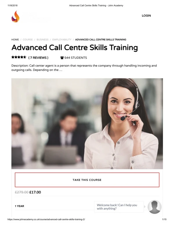 Advanced Call Center Skills Training - John Academy