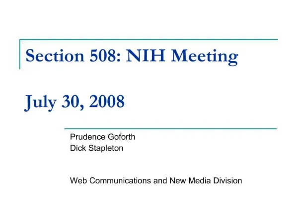 Section 508: NIH Meeting July 30, 2008
