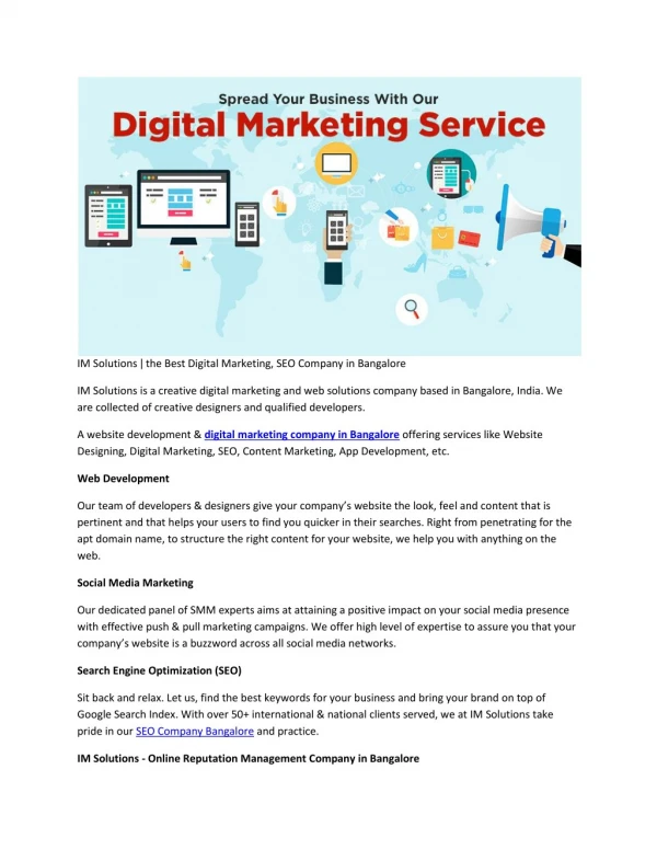 IM Solutions | the Best Digital Marketing, SEO Company in Bangalore