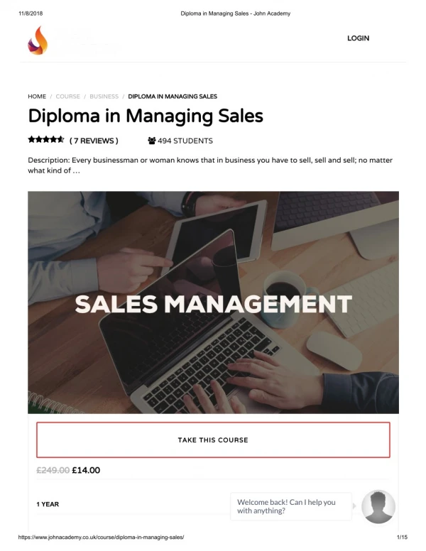 Diploma in Managing Sales - John Academy
