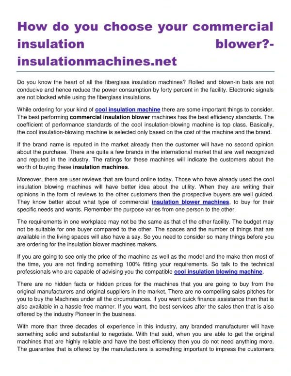 How do you choose your commercial insulation blower?- insulationmachines.net