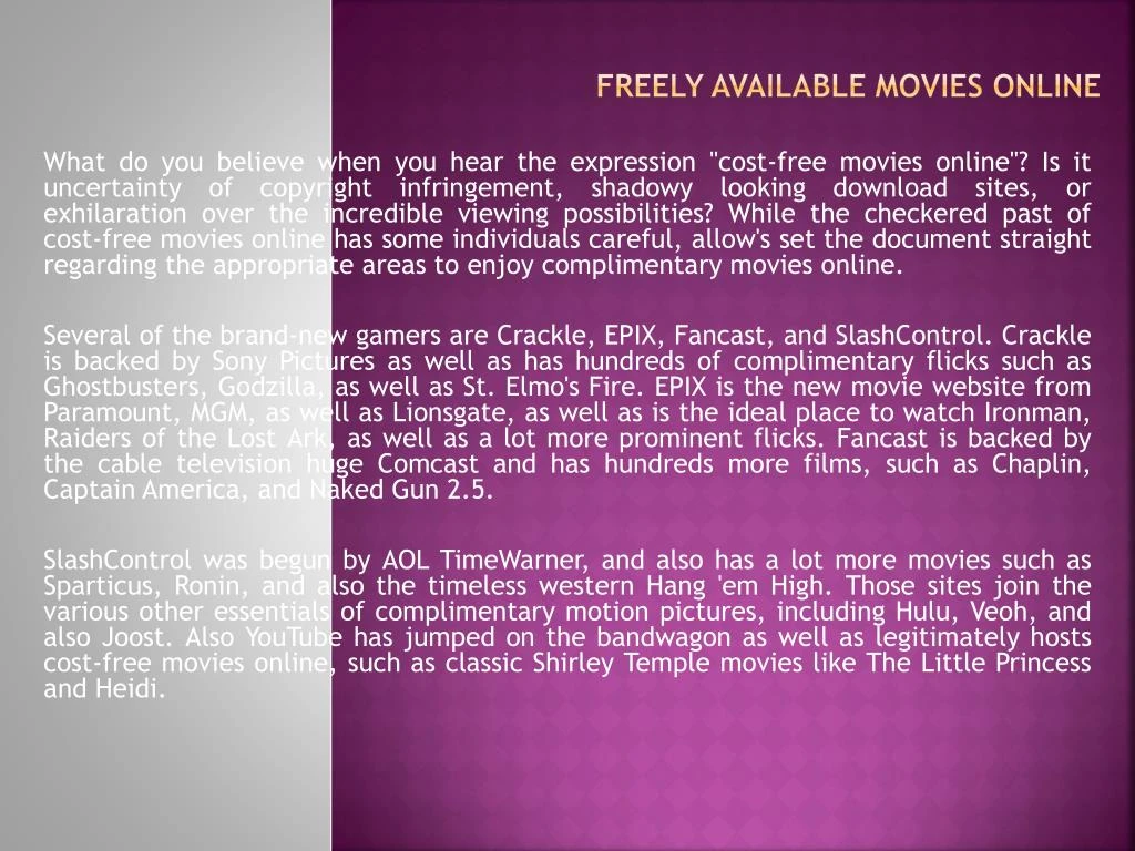 freely available movies online