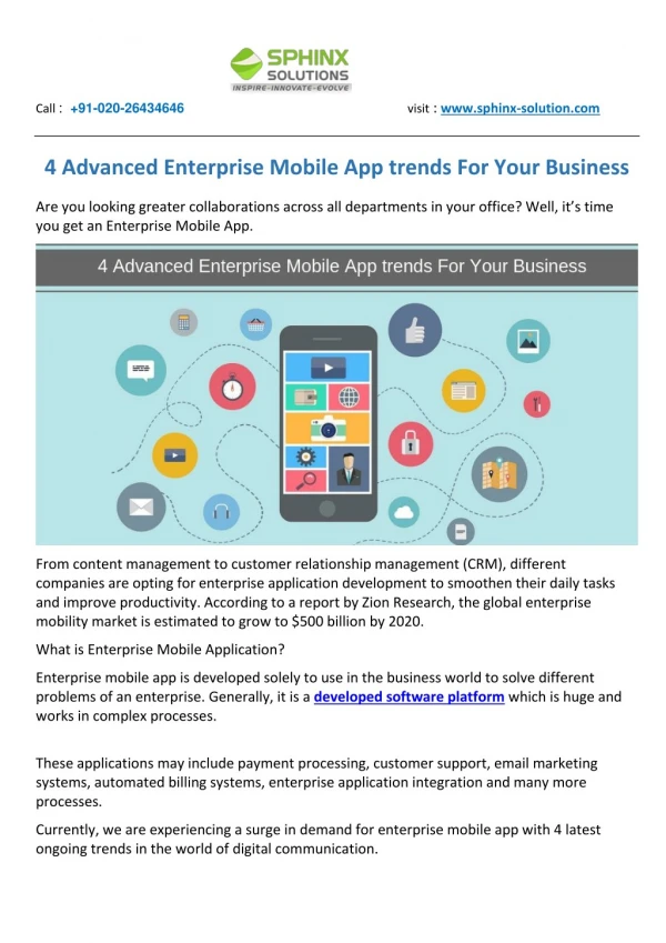 4 advanced enterprise mobile app trends for your business