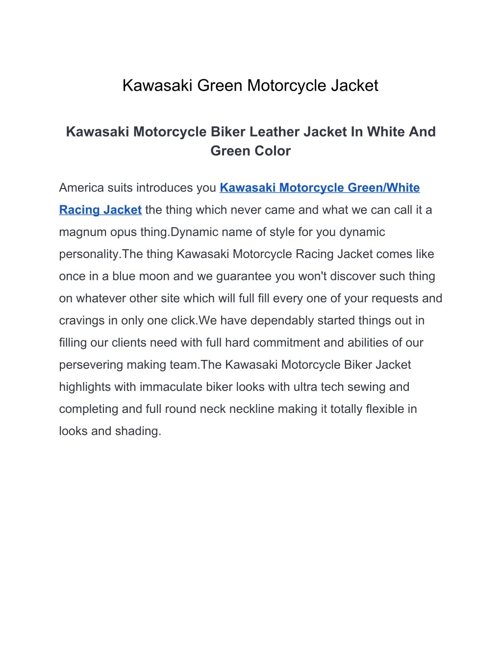kawasaki green motorcycle jacket