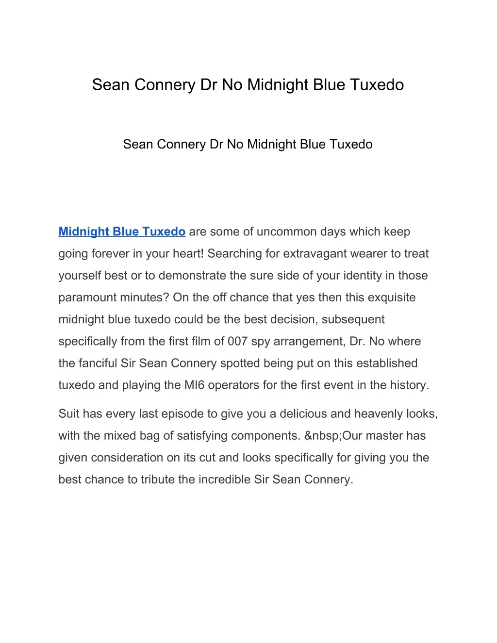 sean connery dr no midnight blue tuxedo