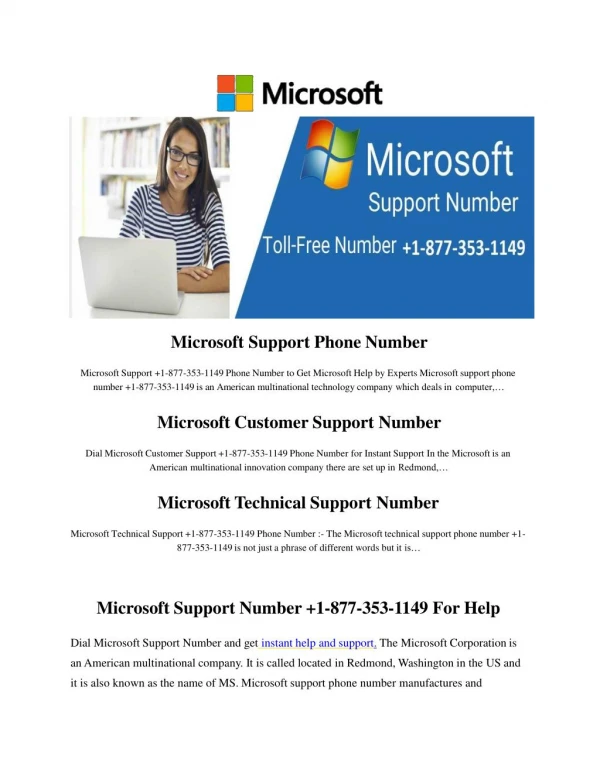 Microsoft Support Phone Number 1-877-353-1149 | Microsoft support number