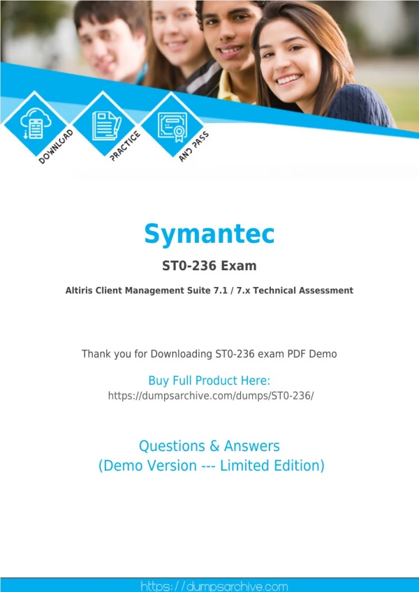 ST0-236 PDF Questions - Pass ST0-236 Exam via DumpsArchive Symantec ST0-236 Exam Questions