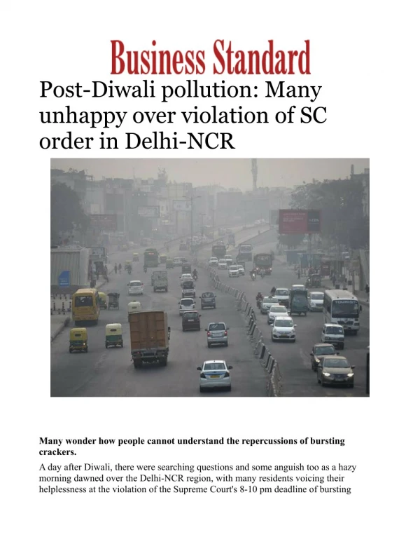 Post-Diwali pollution: Many unhappy over violation of SC order in Delhi-NCR