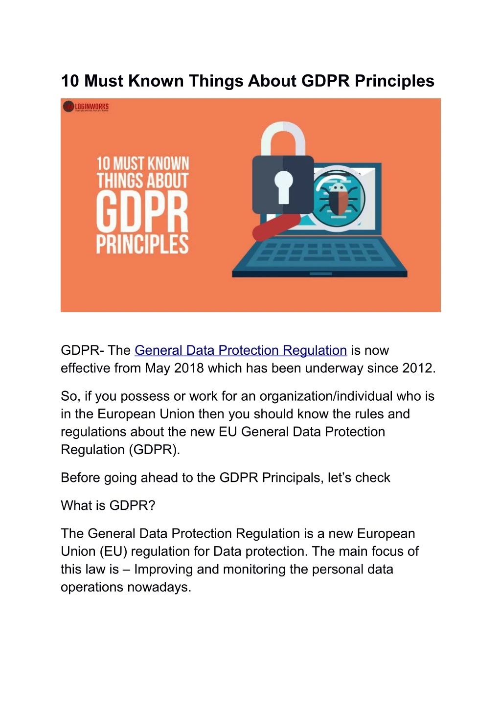 10 must known things about gdpr principles