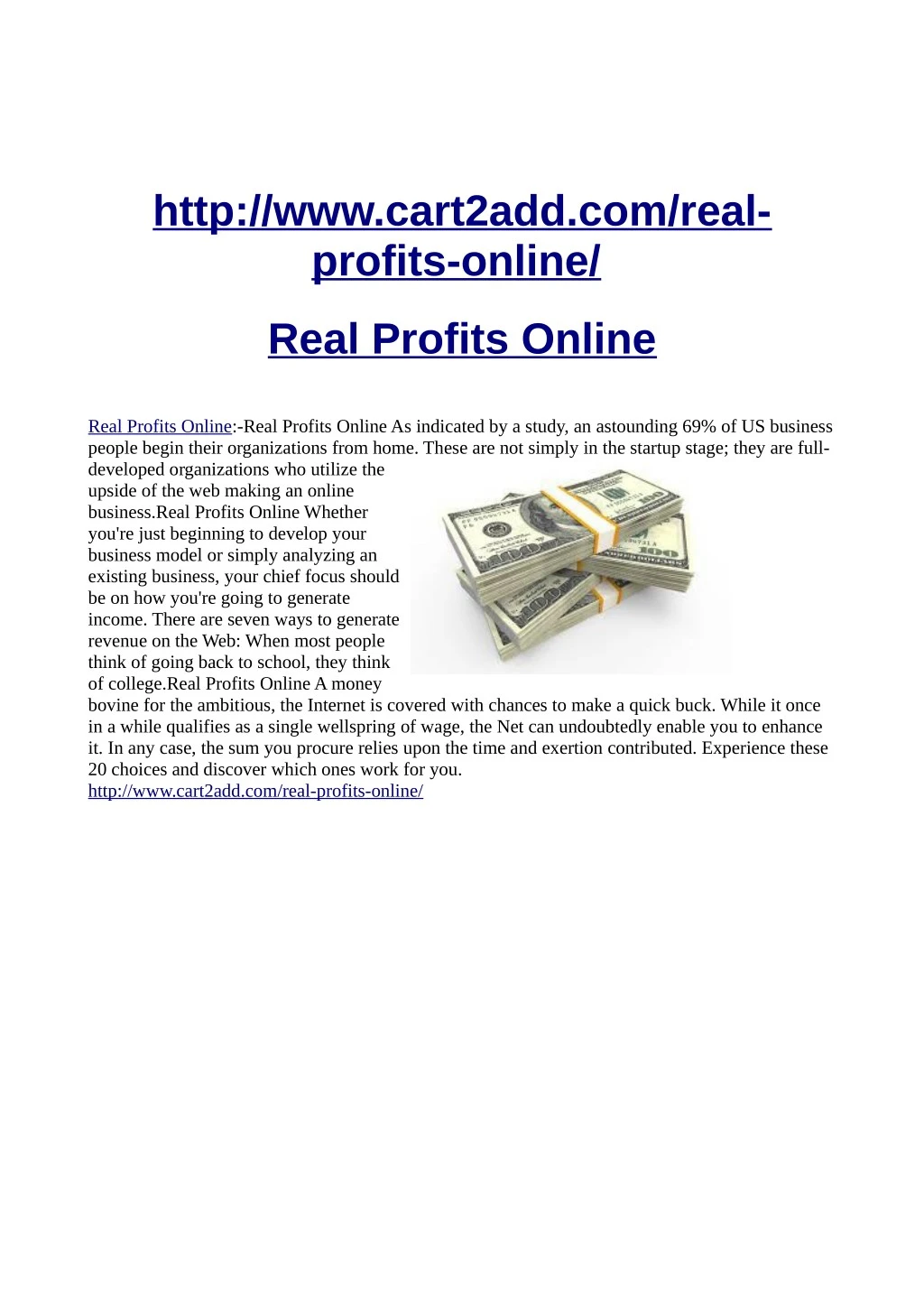 http www cart2add com real profits online