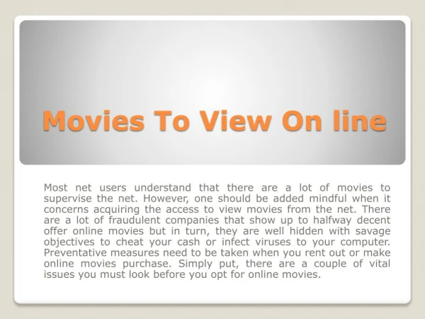 Movies To View On line