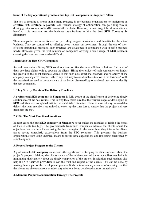 some of the key operational practices that