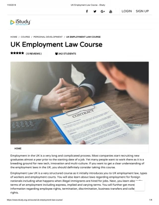 UK Employment Law Course - istudy - slide 1