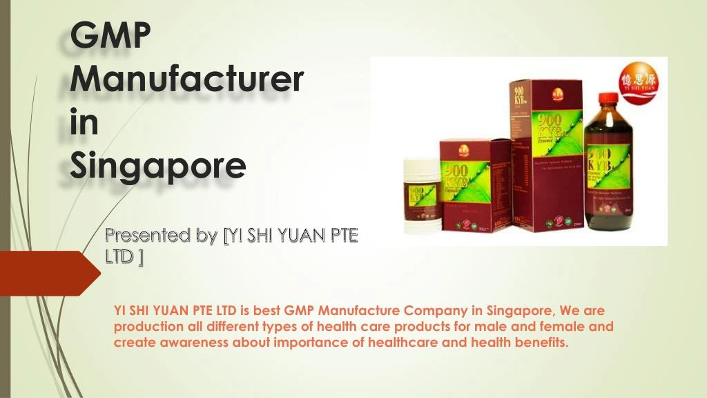 gmp manufacturer in singapore