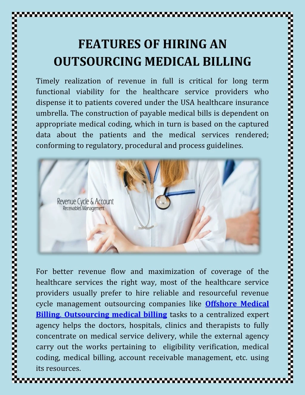 features of hiring an outsourcing medical billing