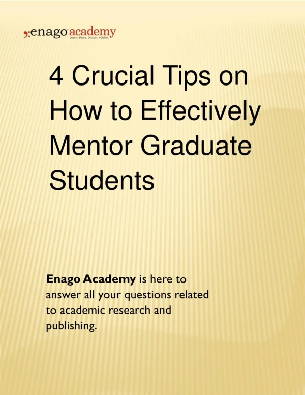 4 Crucial Tips on How to Effectively Mentor Graduate Students