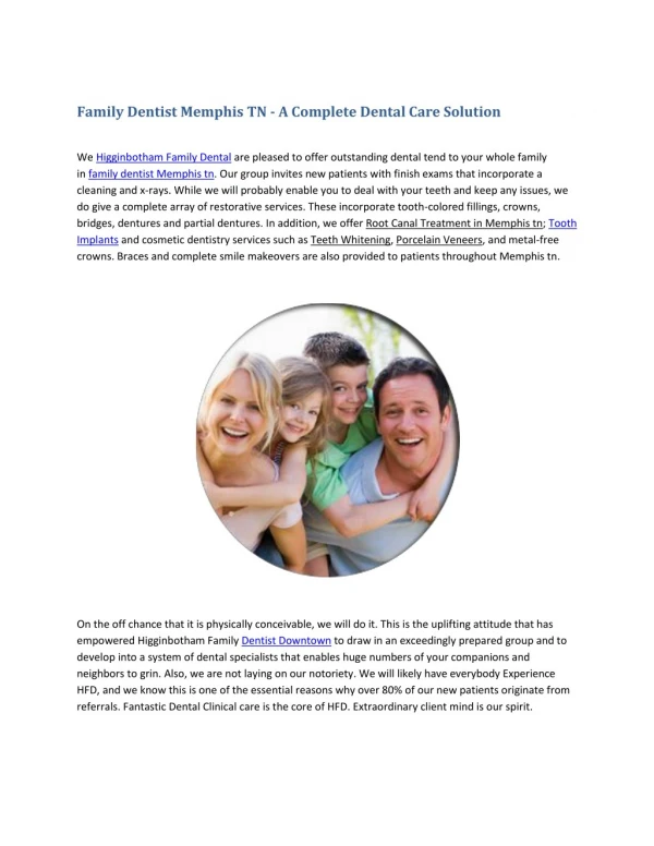 Family Dentist Memphis TN - Higginbotham Family Dentistry Memphis TN: Higginbotham Family Dental