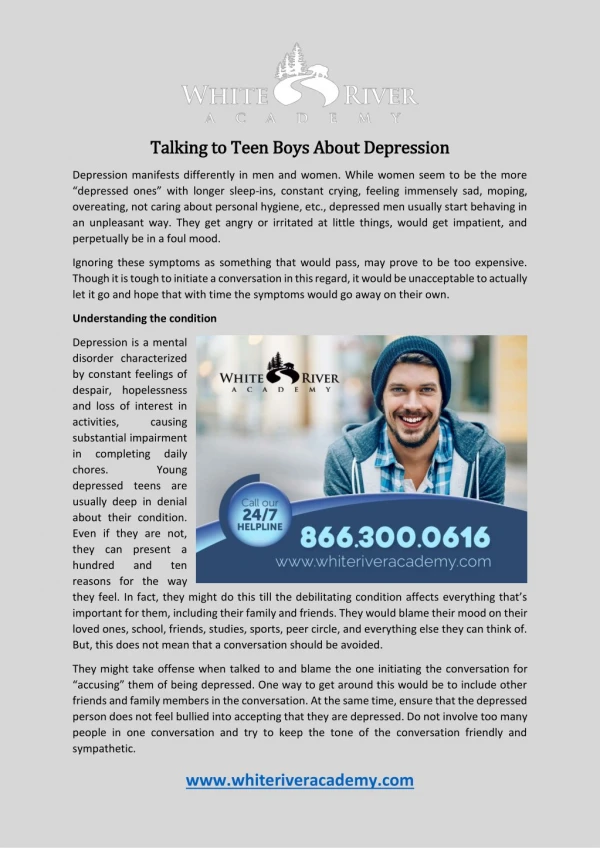 Talking to Teen Boys About Depression