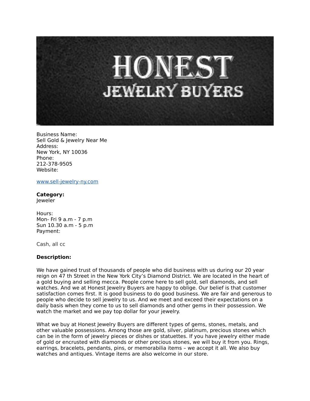 business name sell gold jewelry near me address
