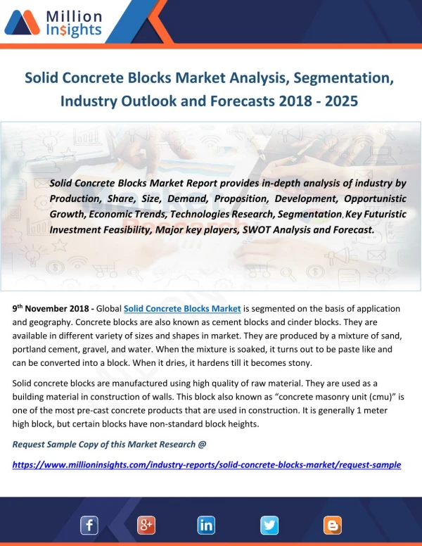 Solid Concrete Blocks Market Analysis, Segmentation, Industry Outlook and Forecasts 2018 - 2025