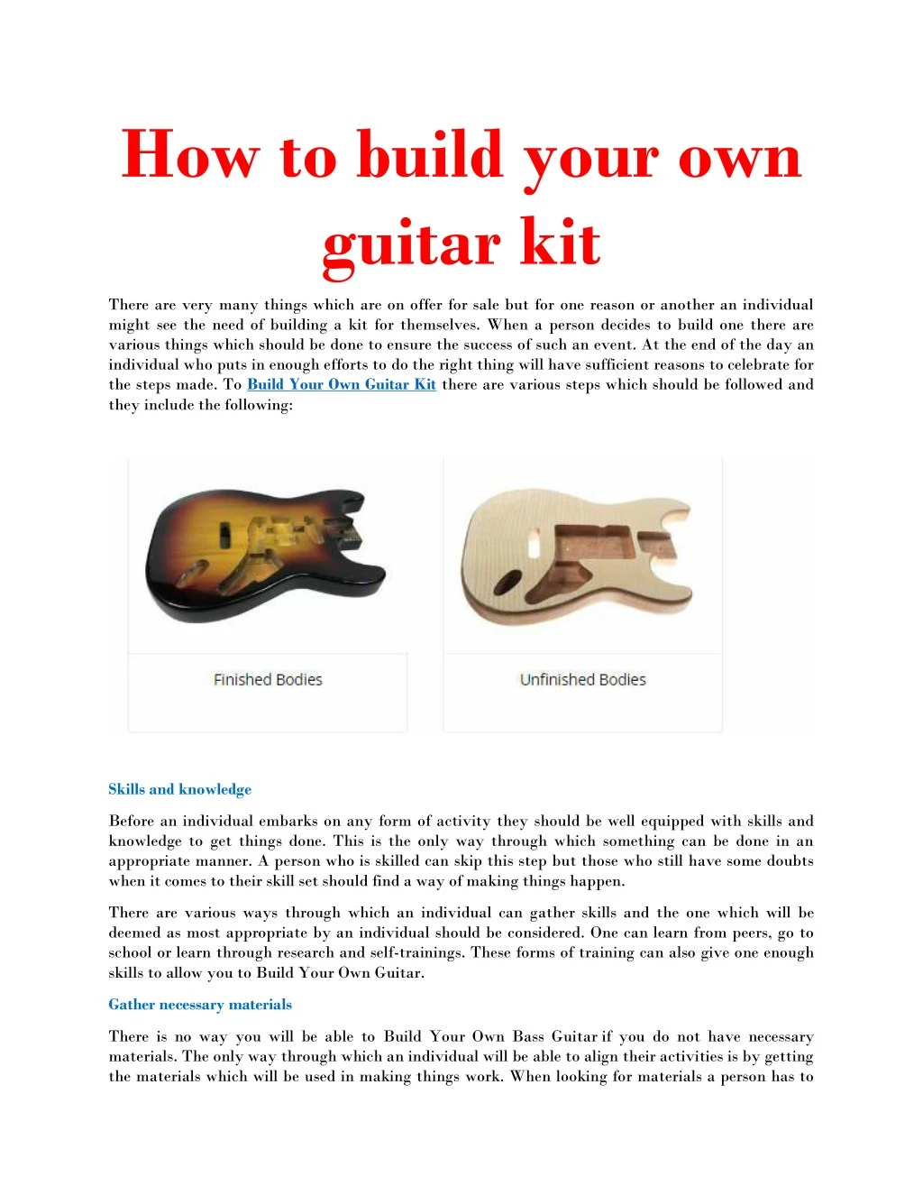 how to build your own guitar kit