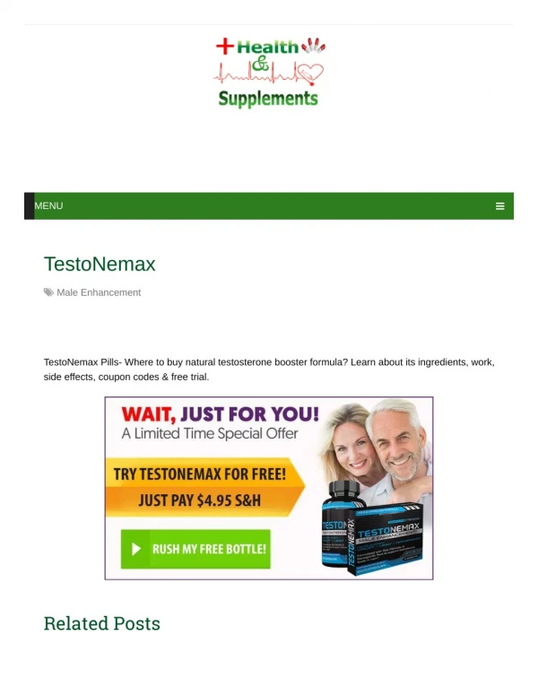 Testonemax Male Enahncement Pills Reviews, Benefits