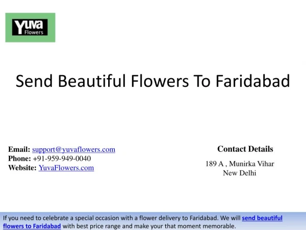 Send Beautiful Flowers To Faridabad