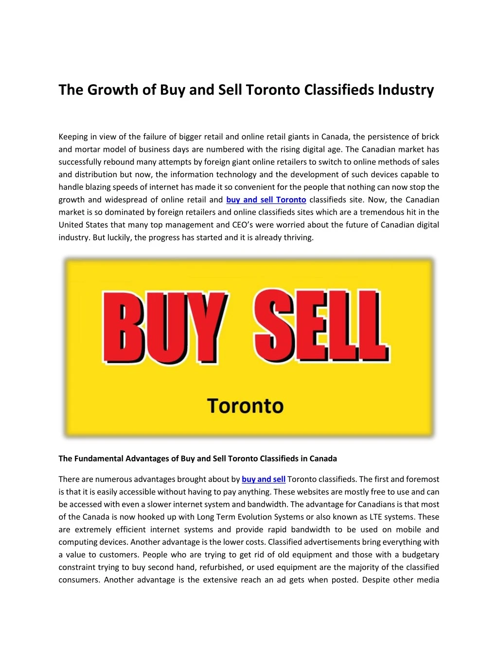 the growth of buy and sell toronto classifieds
