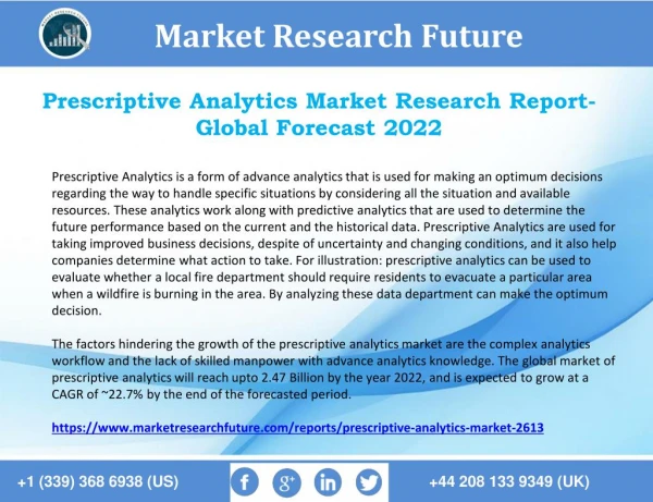 Prescriptive Analytics Market Comprehensive Research Study, Historical Analysis and Growth Rate 2022
