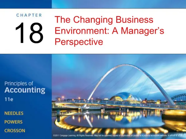 The Changing Business Environment: A Manager s Perspective