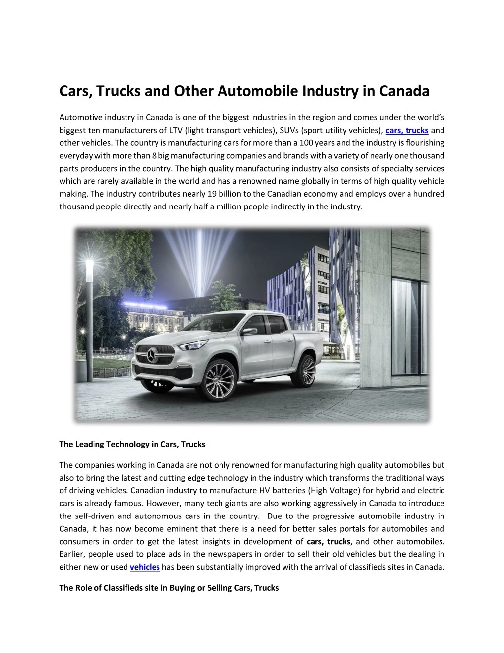 cars trucks and other automobile industry