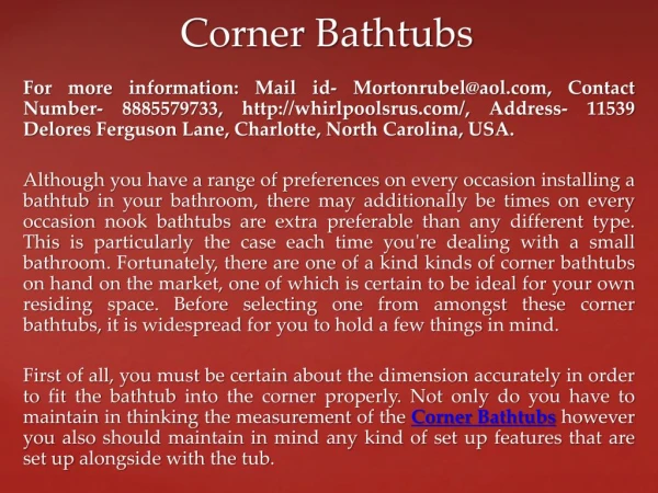 Corner Bathtubs
