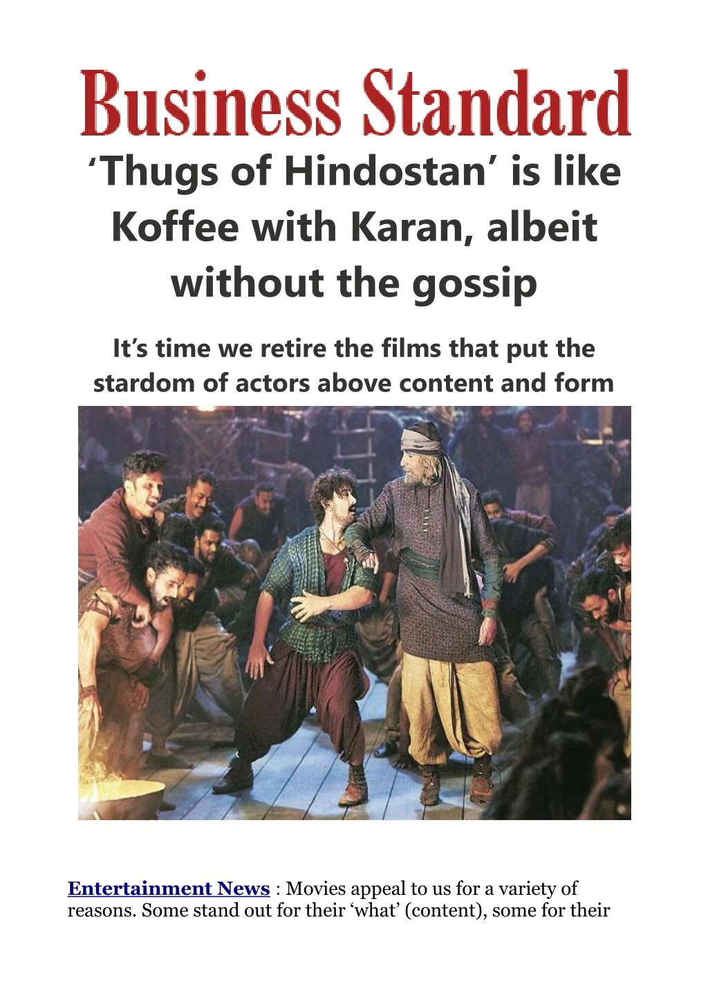thugs of hindostan is like koffee with karan