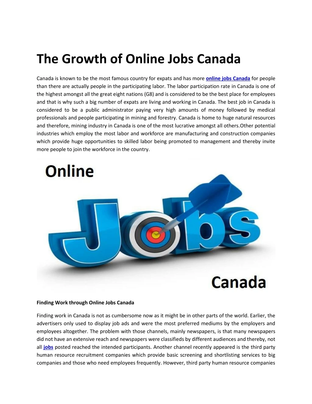 the growth of online jobs canada