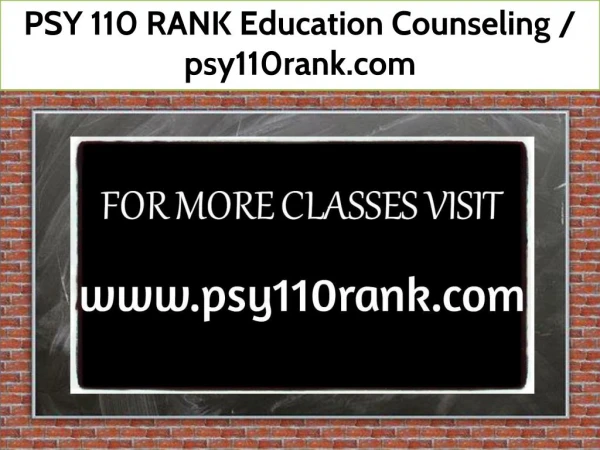PSY 110 RANK Education Counseling / psy110rank.com