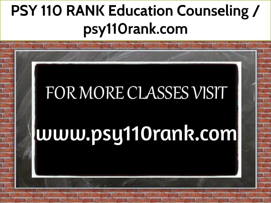 psy 110 rank education counseling psy110rank com